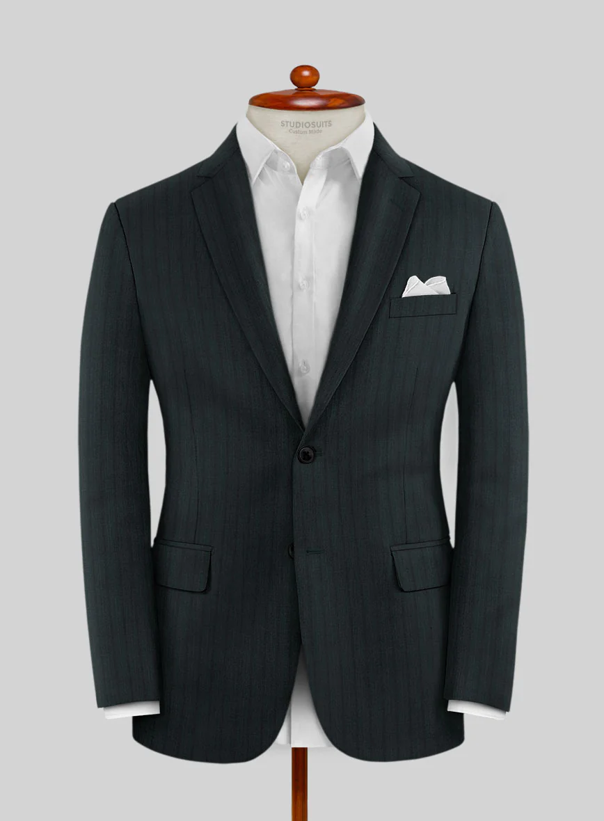 Lanificio Zegna Trofeo Dexi Dark Green Stripe Wool Suit - Image 3