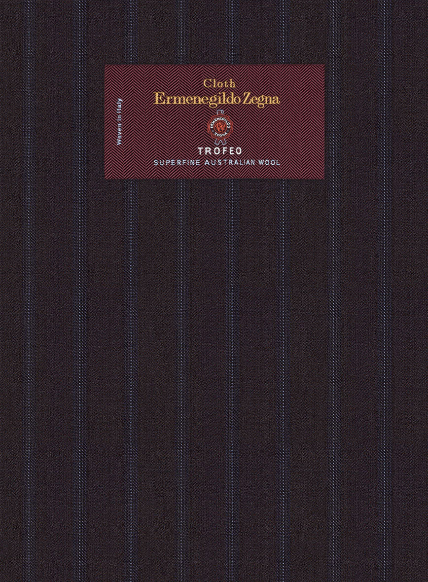Lanificio Zegna Trofeo Dexi Dark Maroon Stripe Wool Jacket - Image 2