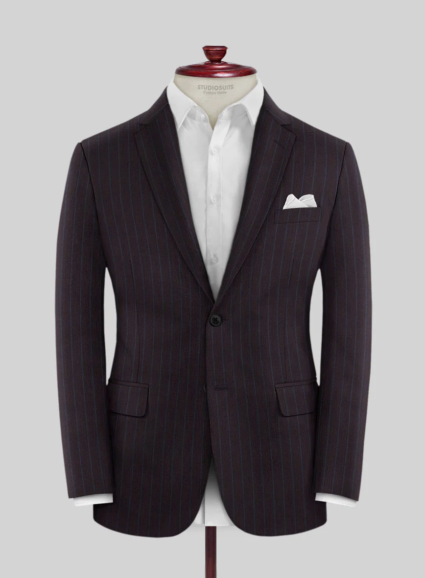 Lanificio Zegna Trofeo Dexi Dark Maroon Stripe Wool Suit - Image 3
