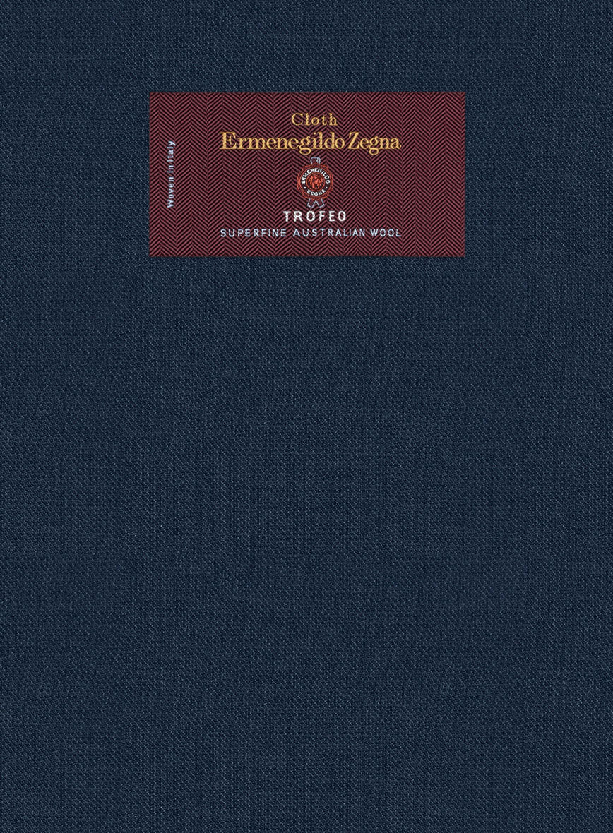 Lanificio Zegna Trofeo Flat Blue Wool Pants - Image 3