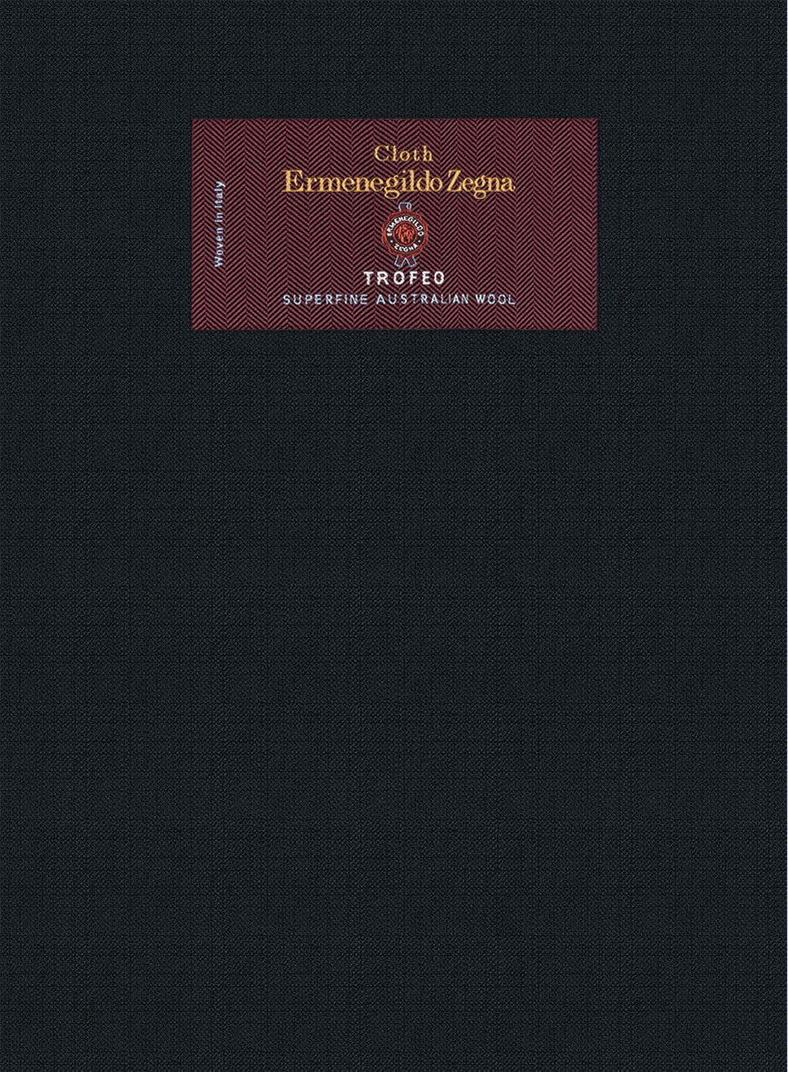 Lanificio Zegna Trofeo Jolge Dark Blue Checks Wool Pants - Image 4