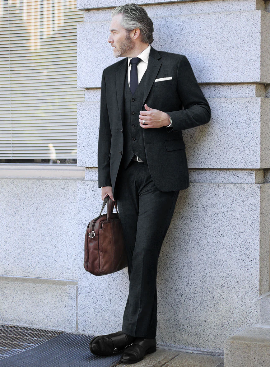 Lanificio Zegna Trofeo Jolge Dark Blue Checks Wool Suit - Image 2