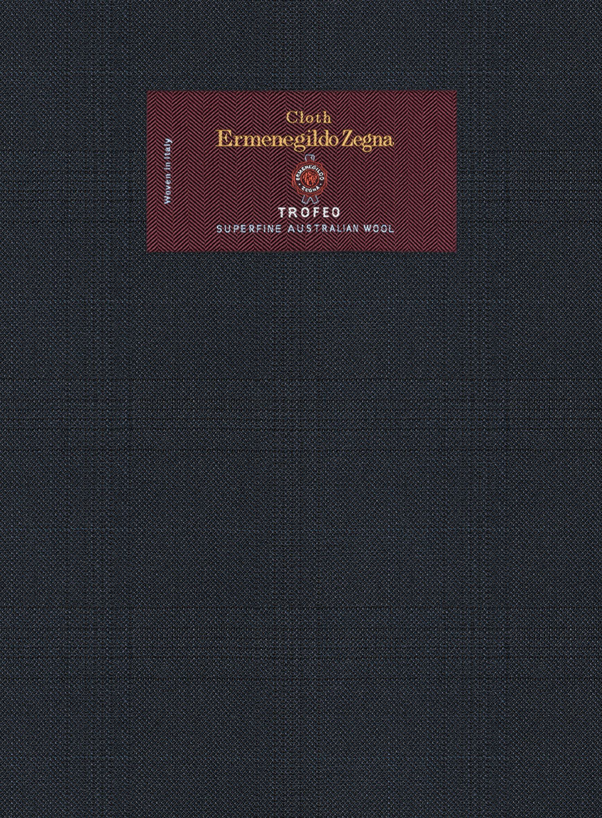 Lanificio Zegna Trofeo Malno Dark Blue Checks Wool Jacket - Image 2