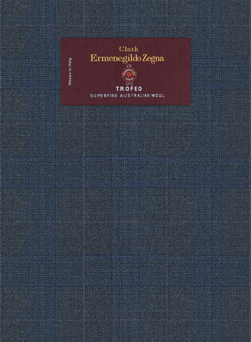 Lanificio Zegna Trofeo Malno Regal Blue Checks Wool Pants - Image 3