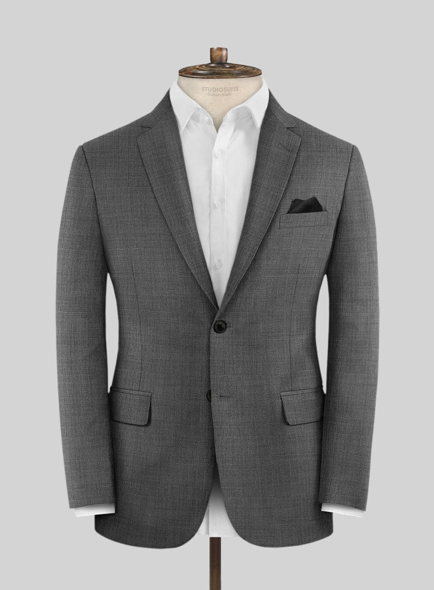 Lanificio Zegna Trofeo Sharkskin Charcoal Wool Jacket