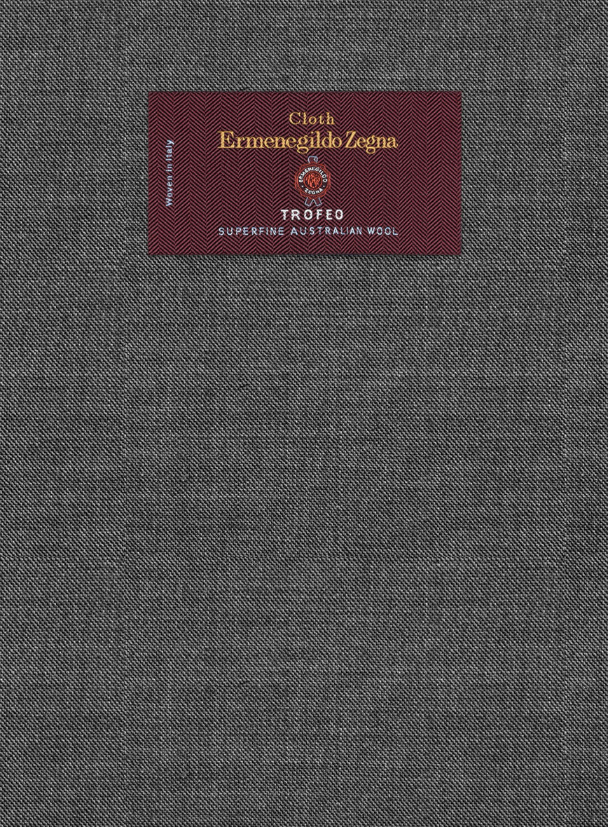 Lanificio Zegna Trofeo Sharkskin Charcoal Wool Pants - Image 2