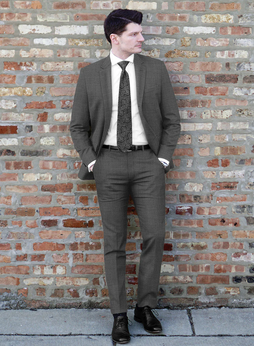 Lanificio Zegna Trofeo Sharkskin Charcoal Wool Suit - Image 2