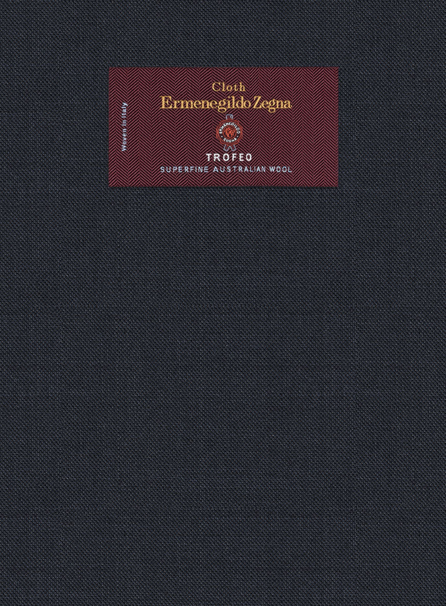 Lanificio Zegna Trofeo Sharkskin Navy Blue Wool Pants - Image 3