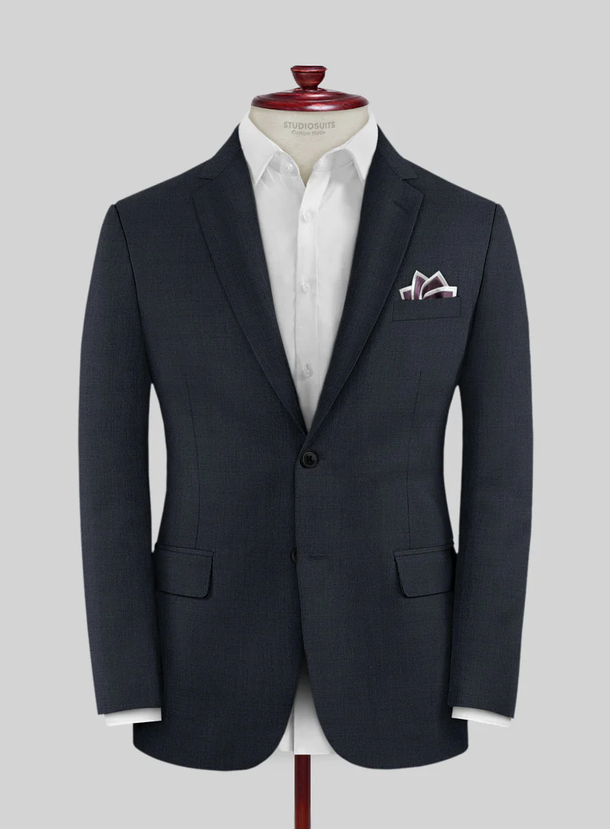 Lanificio Zegna Trofeo Sharkskin Navy Blue Wool Suit - Image 3