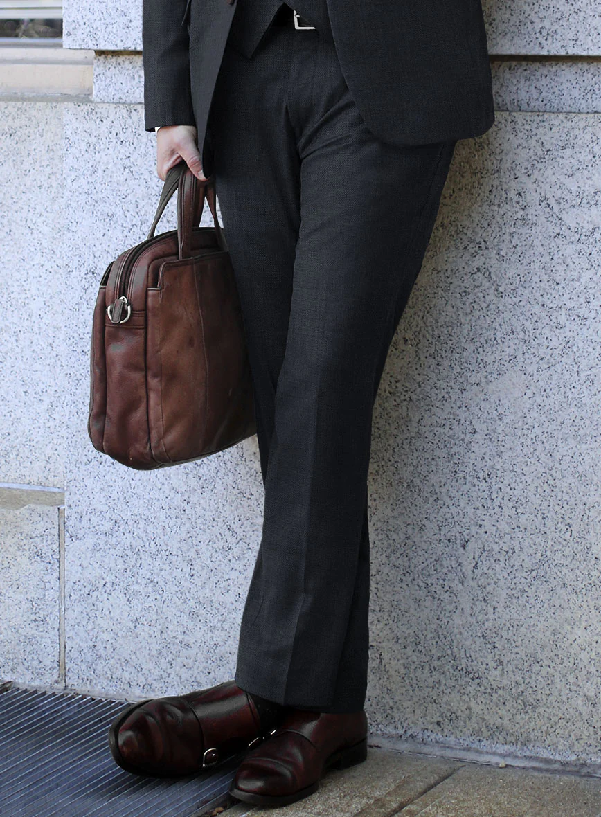 Lanificio Zegna Trofeo Sharkskin Navy Blue Wool Suit - Image 4