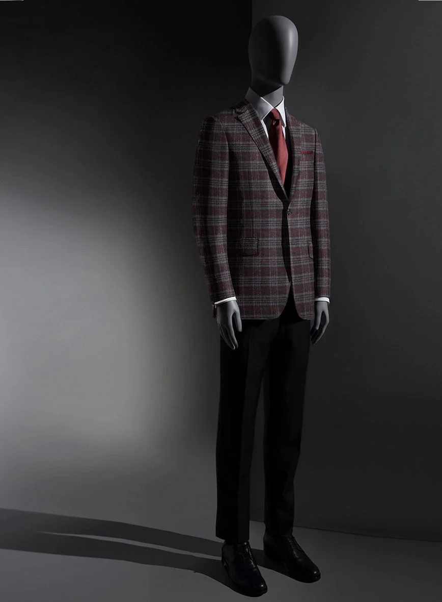 Lanificio Zegna Wine Plaid Alpaca Wool Jacket - Image 3