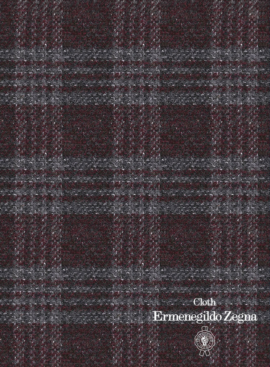 Lanificio Zegna Wine Plaid Alpaca Wool Jacket - Image 4
