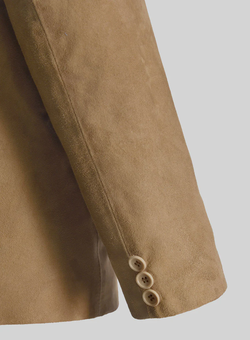 Latte Beige Suede Leather Blazer - Image 5