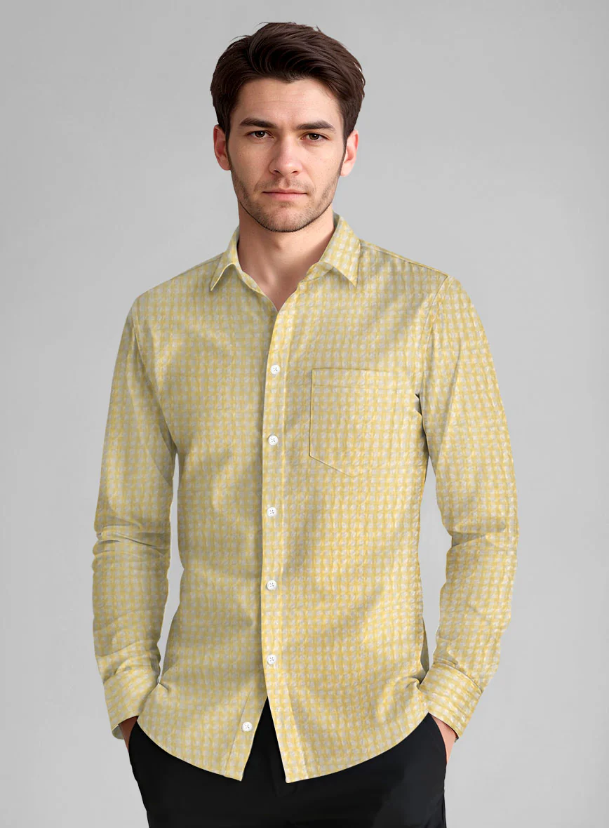 Lemon Seersucker Cotton Shirt - Image 2
