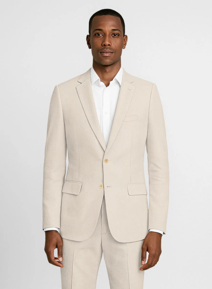 Light Beige Feather Cotton Canvas Stretch Jacket - Image 2