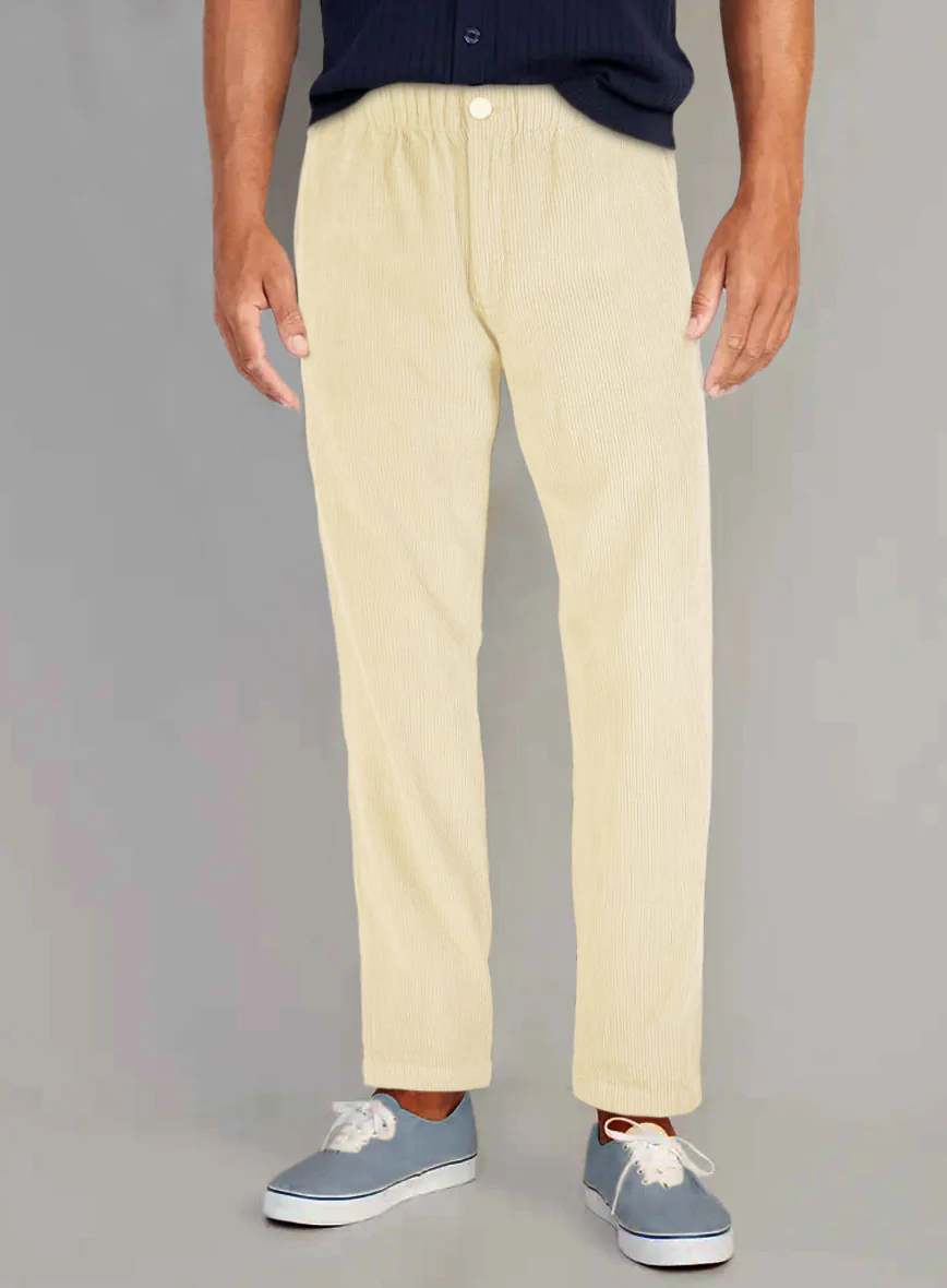 Light Beige Stretch Pin Corduroy Easy Pants - Image 2