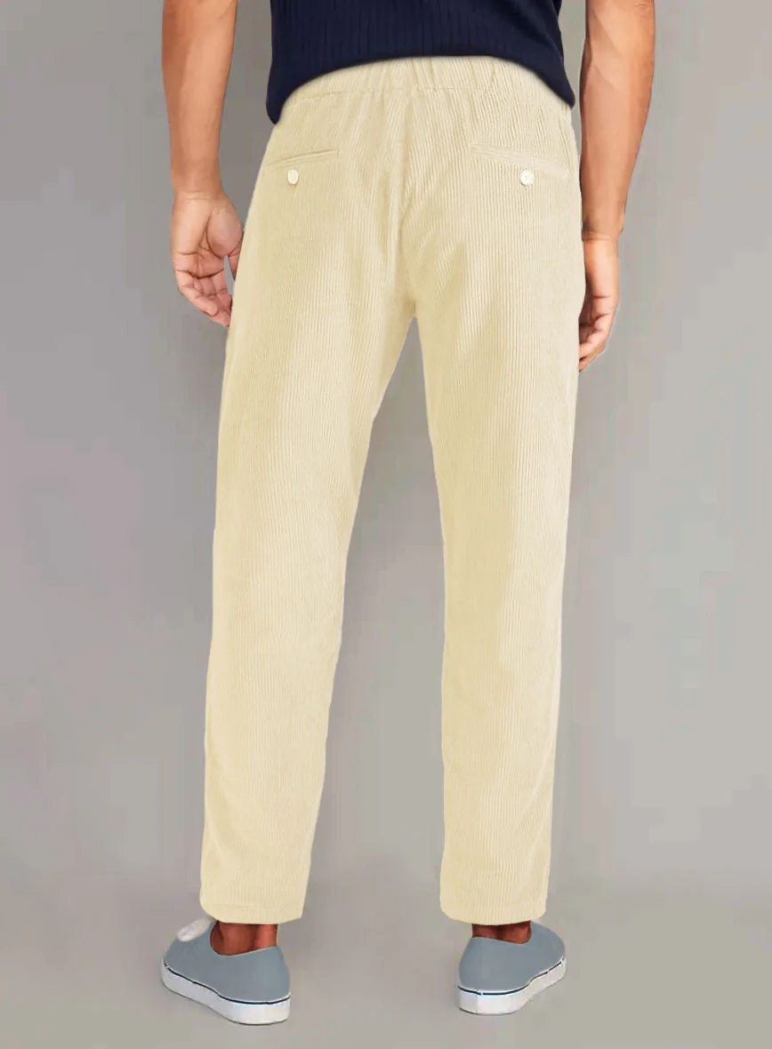 Light Beige Stretch Pin Corduroy Easy Pants - Image 3
