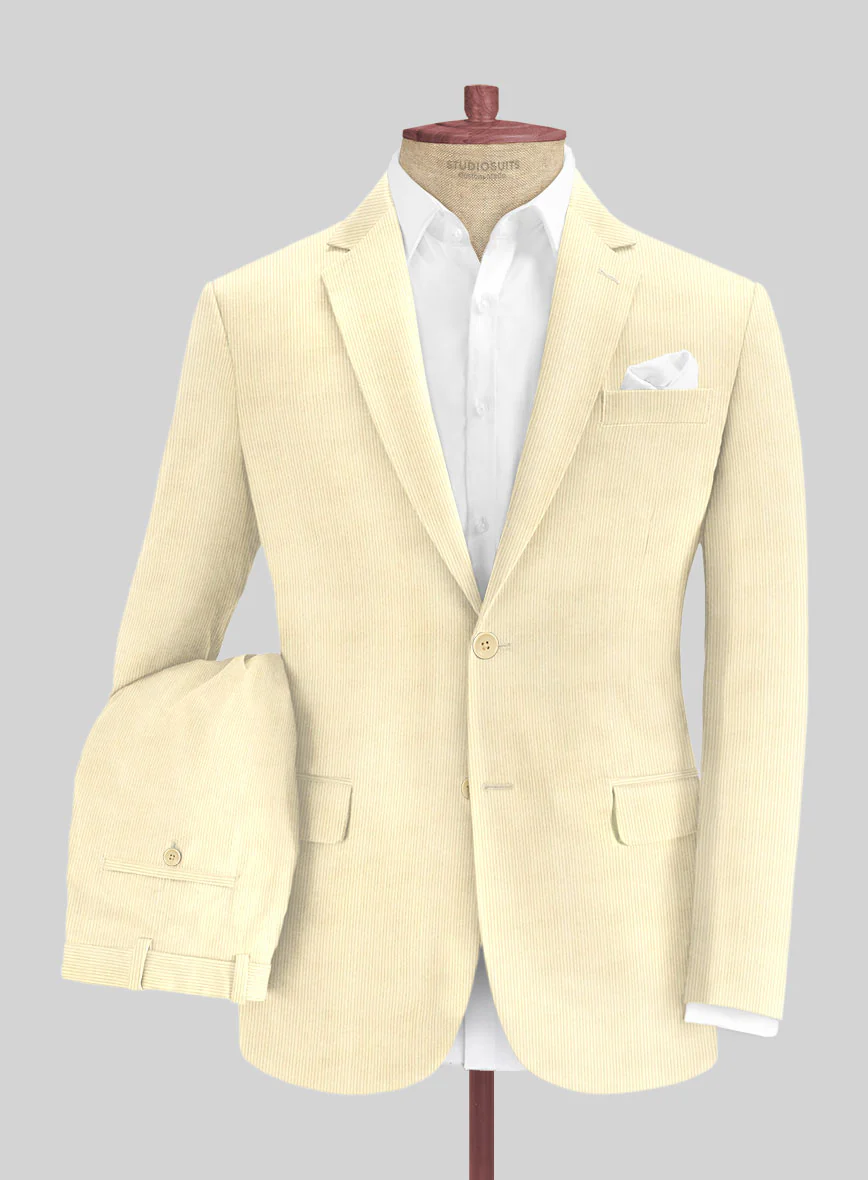 Light Beige Stretch Pin Corduroy Suit - Image 2
