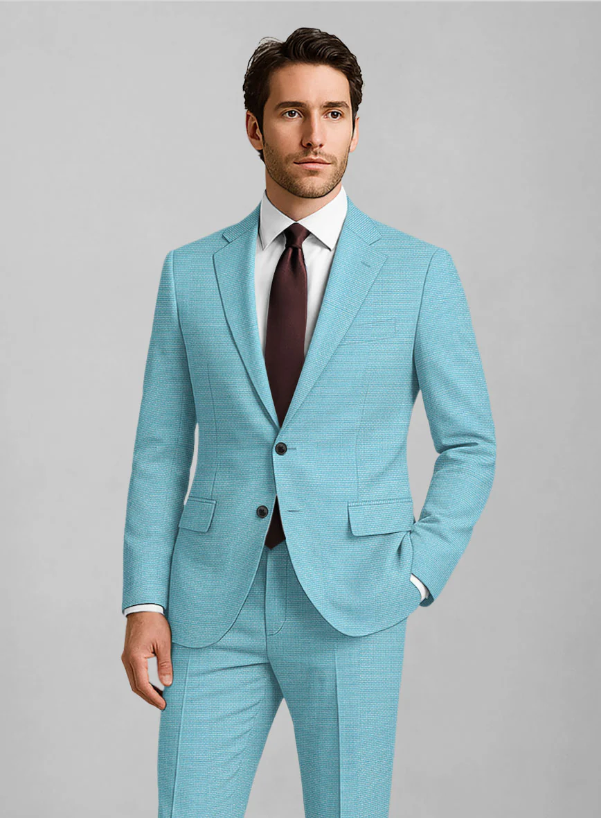 Light Blue Hopsack Suit - Image 3