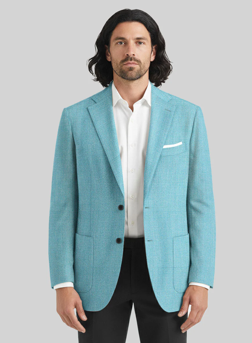 Light Blue Hopsack Unlined Blazer - Image 2