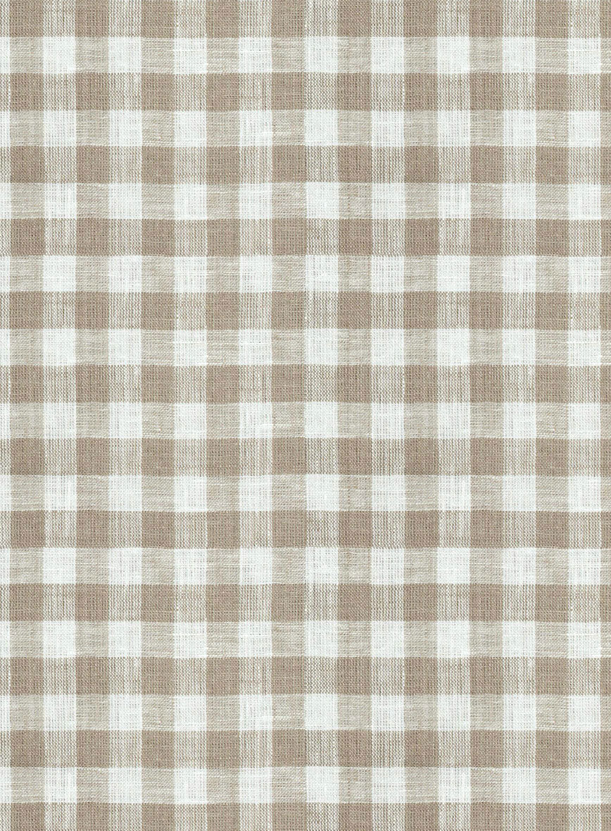 Light Brown Checks Linen Shirt - Image 3