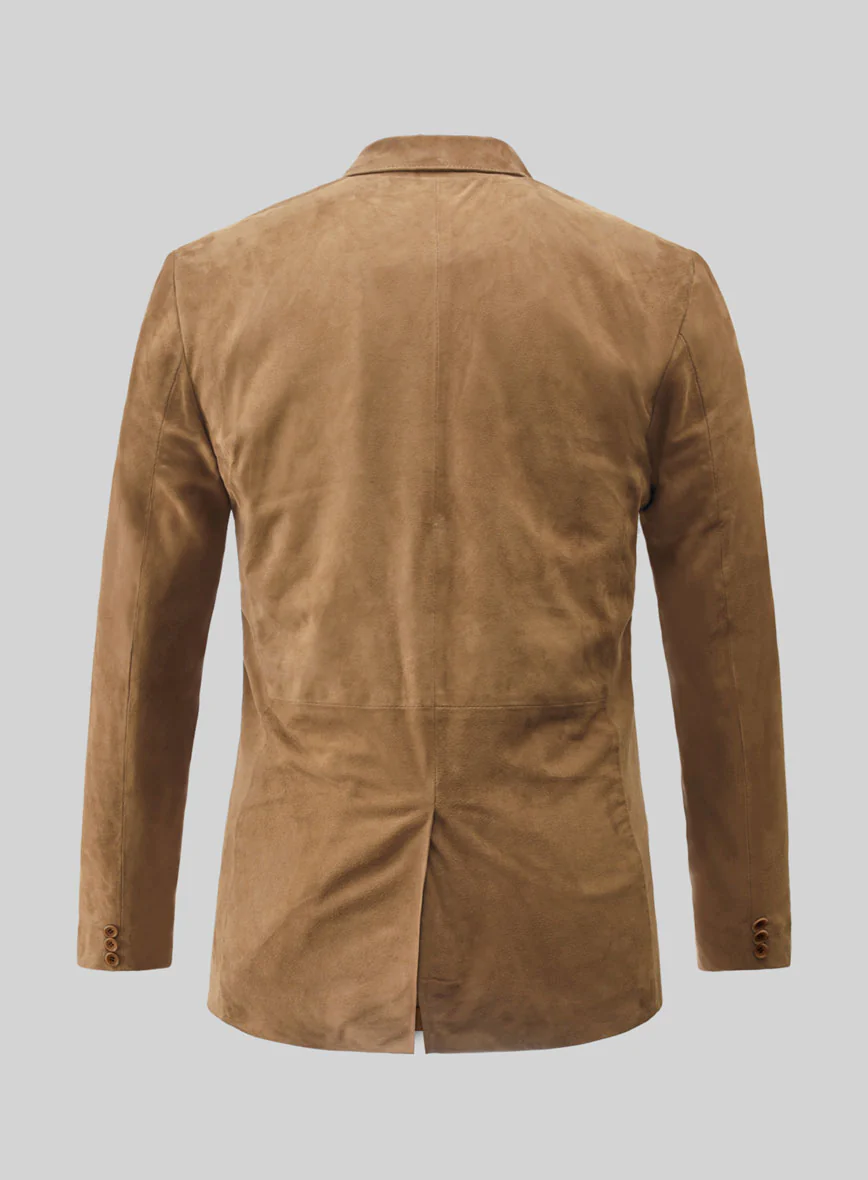 Light Brown Suede Leather Blazer - Image 3