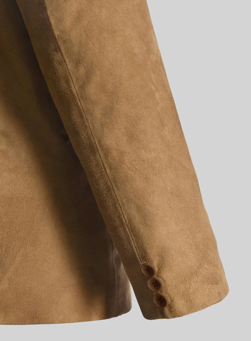 Light Brown Suede Leather Blazer - Image 4