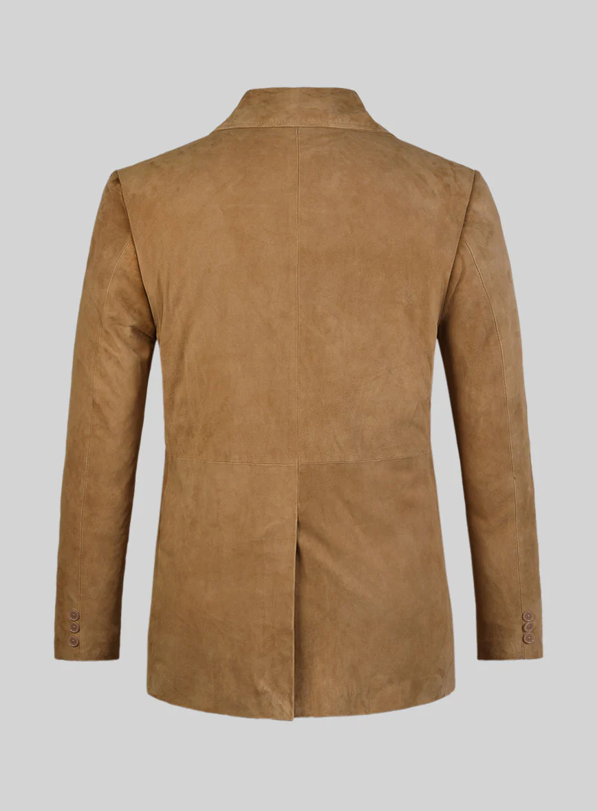 Light Brown Suede Leather Pea Coat - Image 2