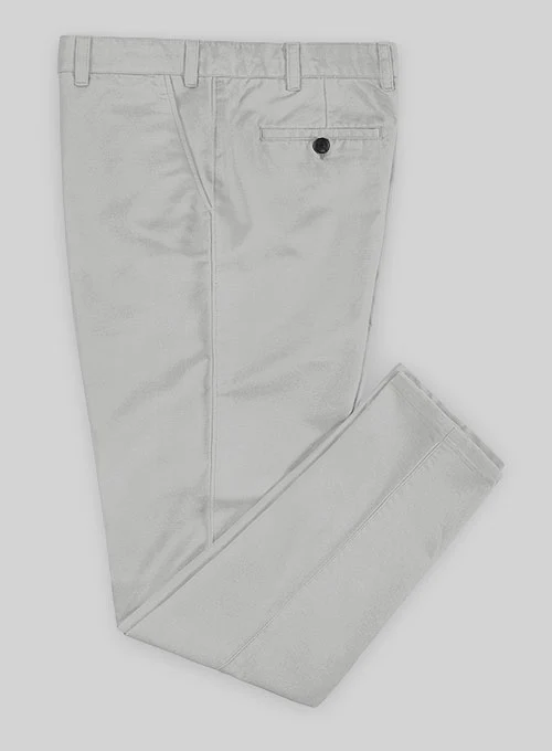 Washed Light Gray Feather Cotton Canvas Stretch Chino Pants - Image 2