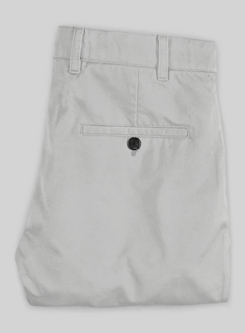 Washed Light Gray Feather Cotton Canvas Stretch Chino Pants - Image 3