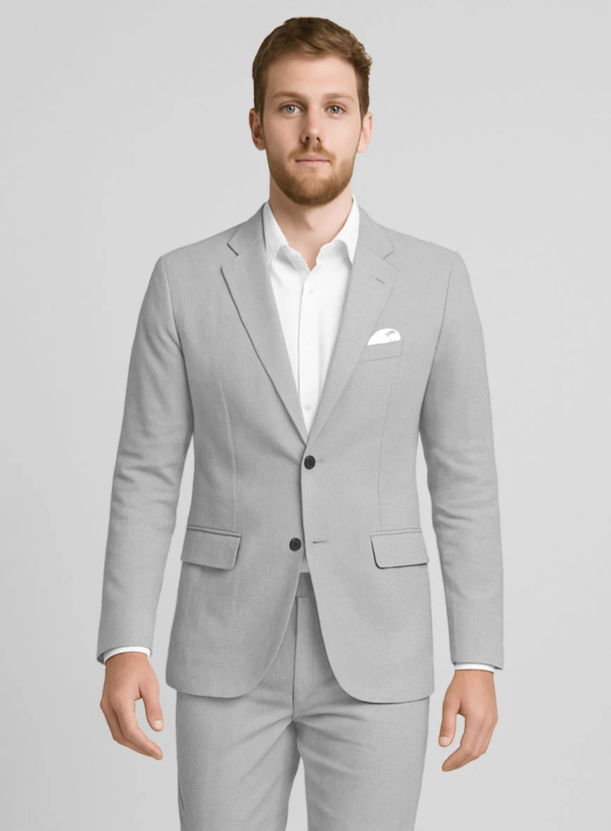 Light Gray Feather Cotton Canvas Stretch Jacket - Image 2