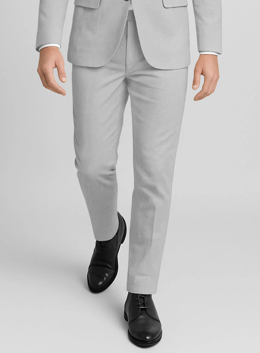 Light Gray Feather Cotton Canvas Stretch Pants - Image 2