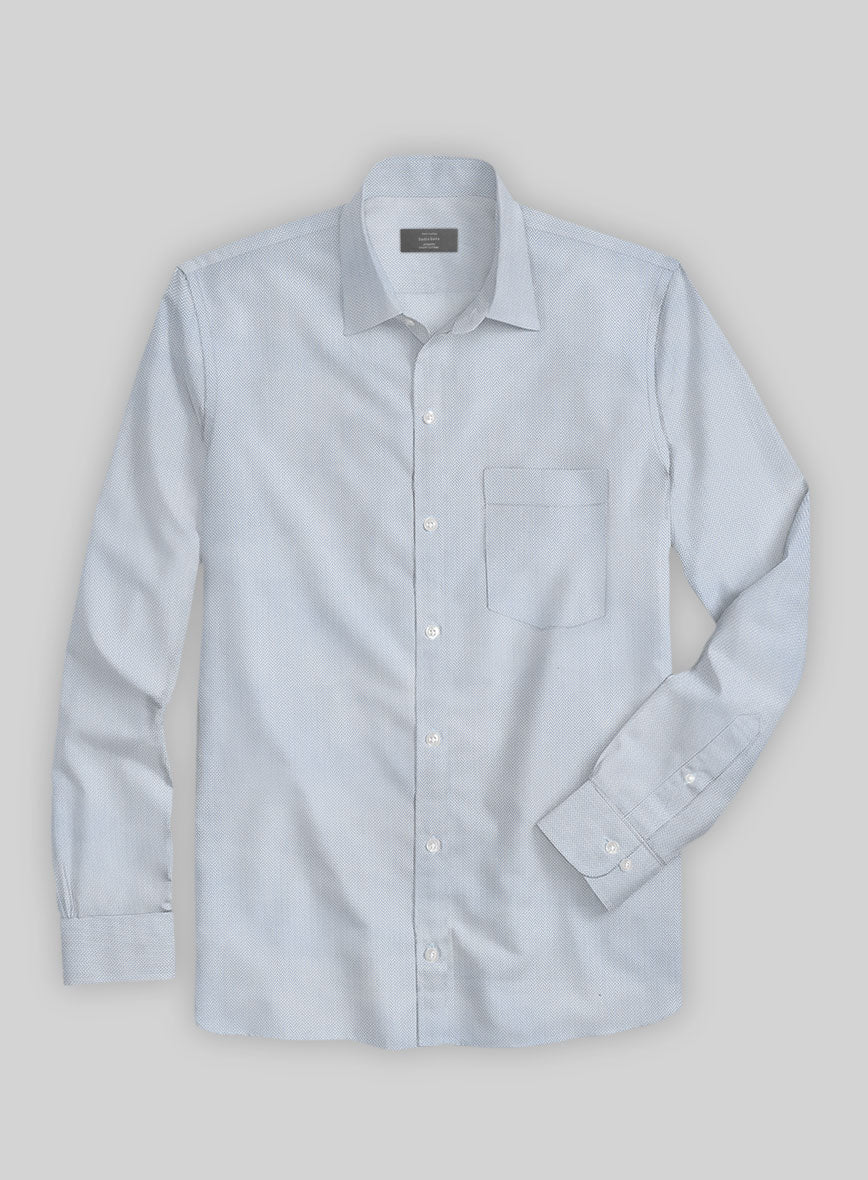 Light Gray Herringbone Cotton Shirt - Image 3