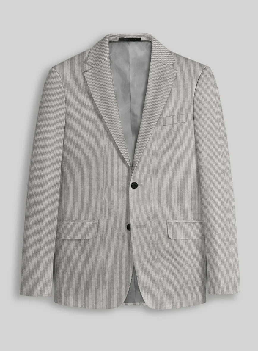 Light Gray Stretch Pin Corduroy Suit - Image 4