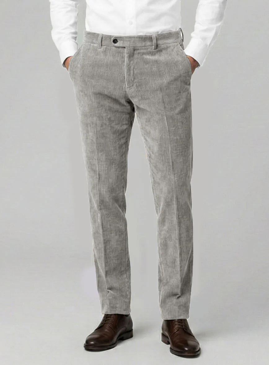 Light Gray Stretch Pin Corduroy Suit - Image 6