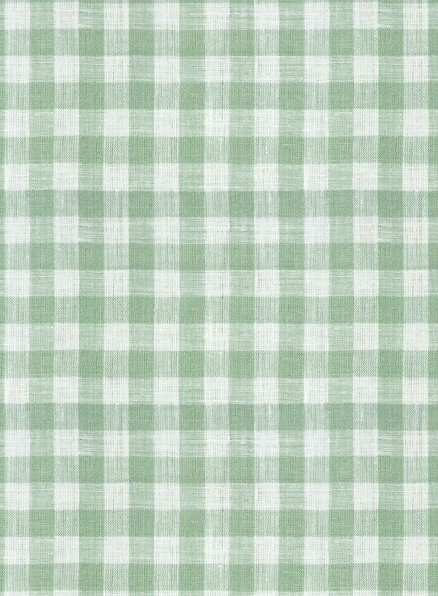 Light Green Checks Linen Shirt - Image 3