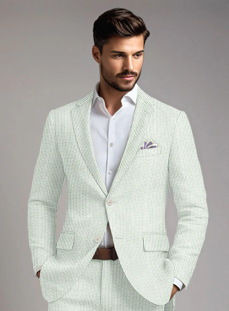 Light Green Seersucker Jacket - 42 Regular - Image 3
