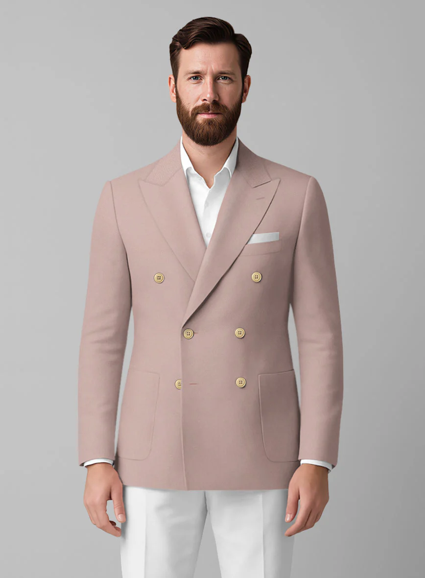 Light Mauve Stretch Chino Double Breasted Jacket - Image 2