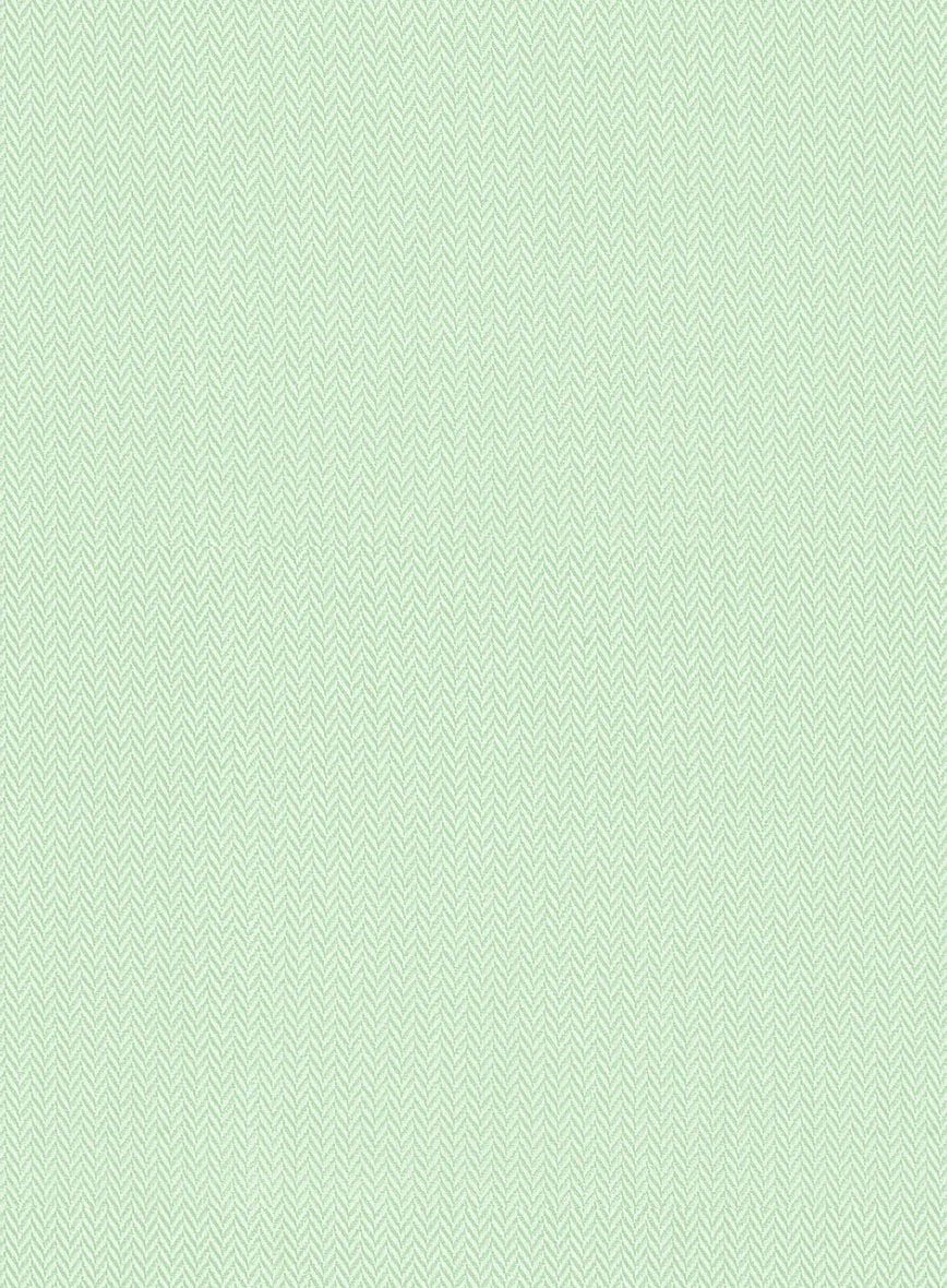 Light Sage Herringbone Cotton Shirt - Image 4