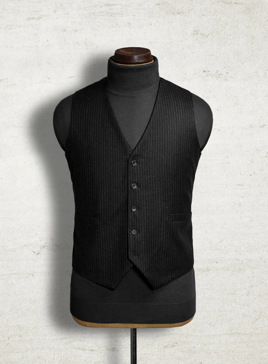 Light Weight Black Stripe Tweed 3 Piece Suit - Image 2