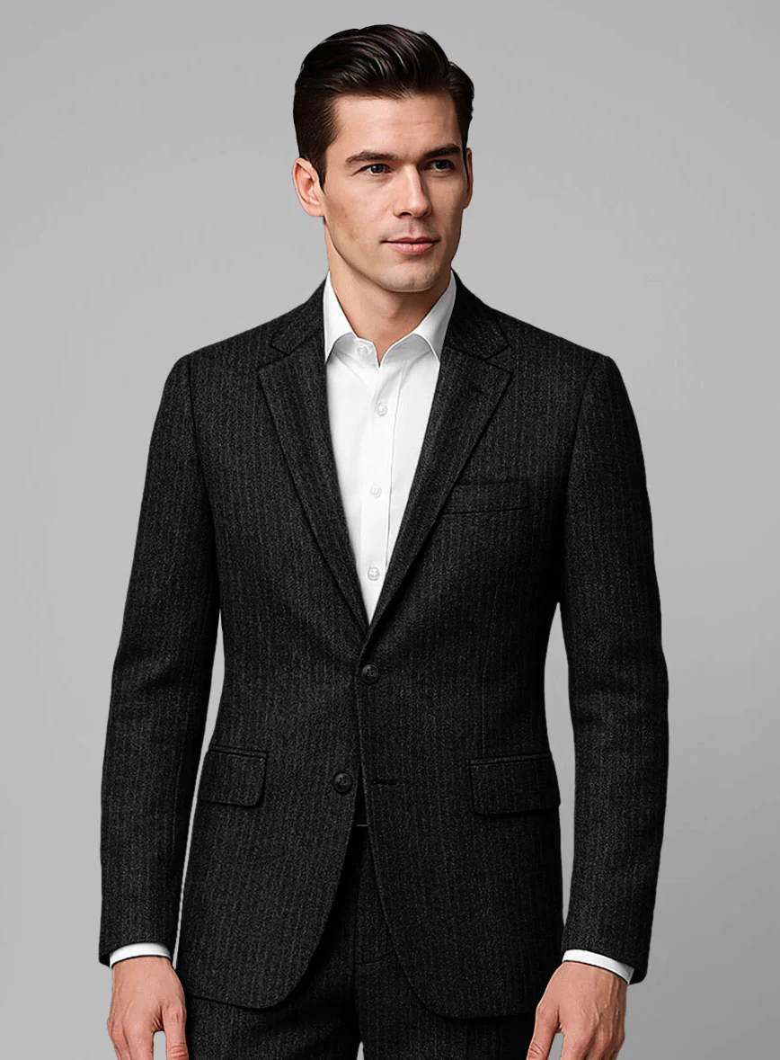 Light Weight Black Stripe Tweed Jacket - Image 2