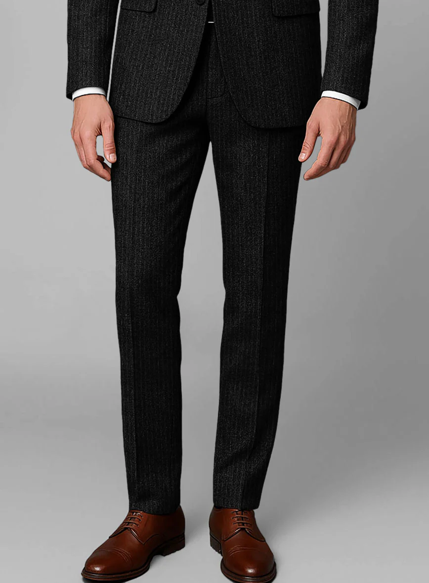 Light Weight Black Stripe Tweed Pants - Image 2