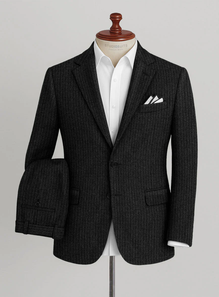 Light Weight Black Stripe Tweed Suit - Image 2