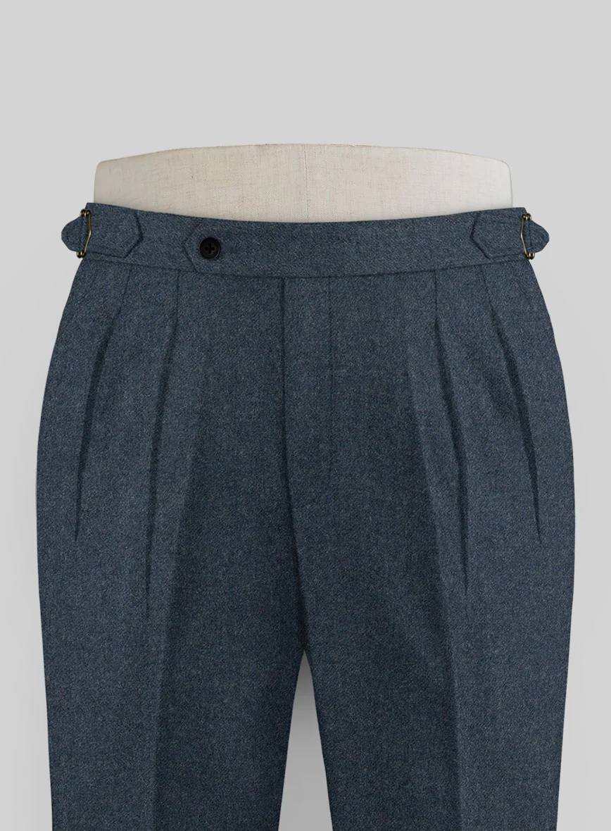Light Weight Bond Blue Highland Tweed Trousers - Image 2