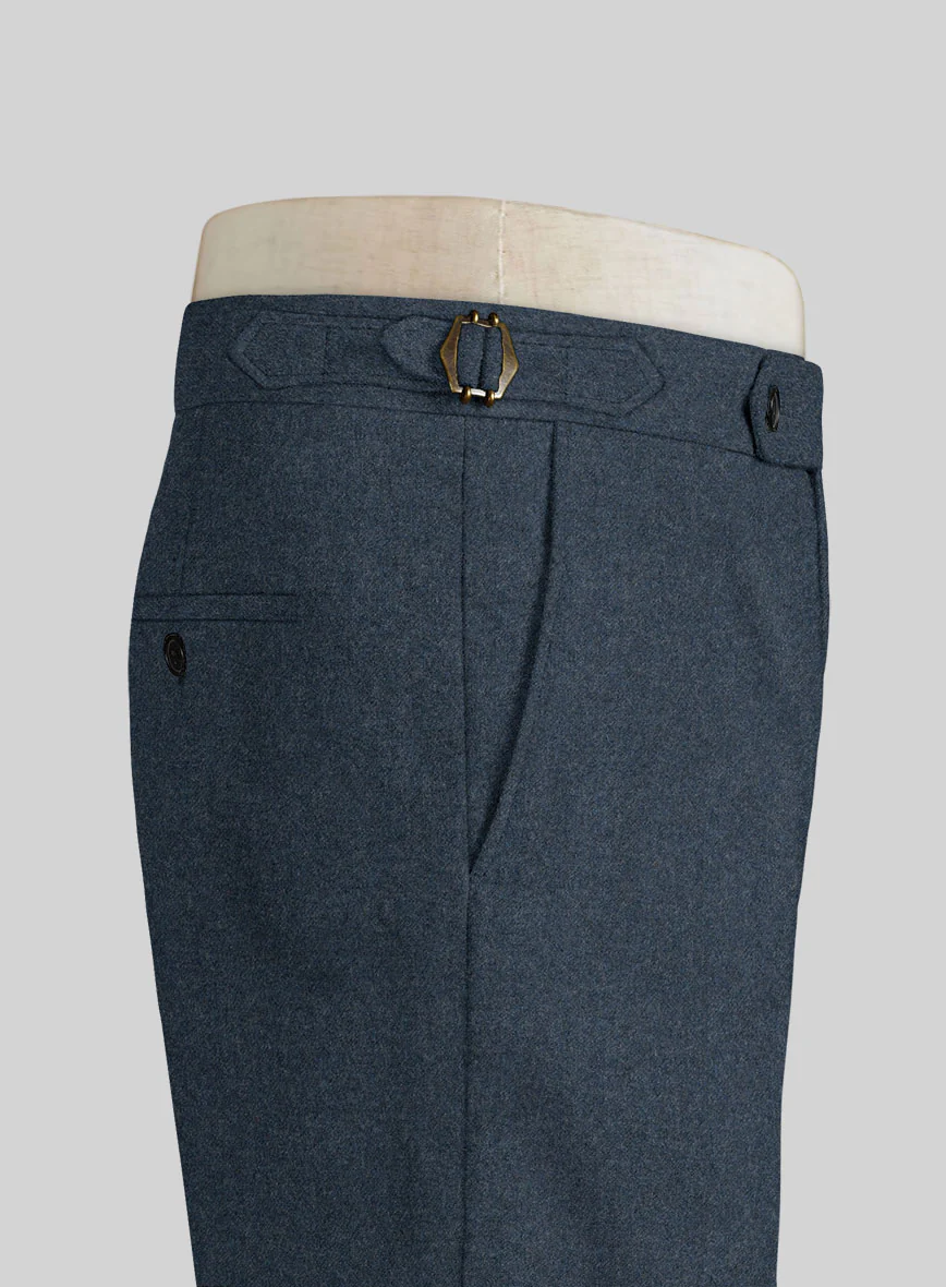 Light Weight Bond Blue Highland Tweed Trousers - Image 4