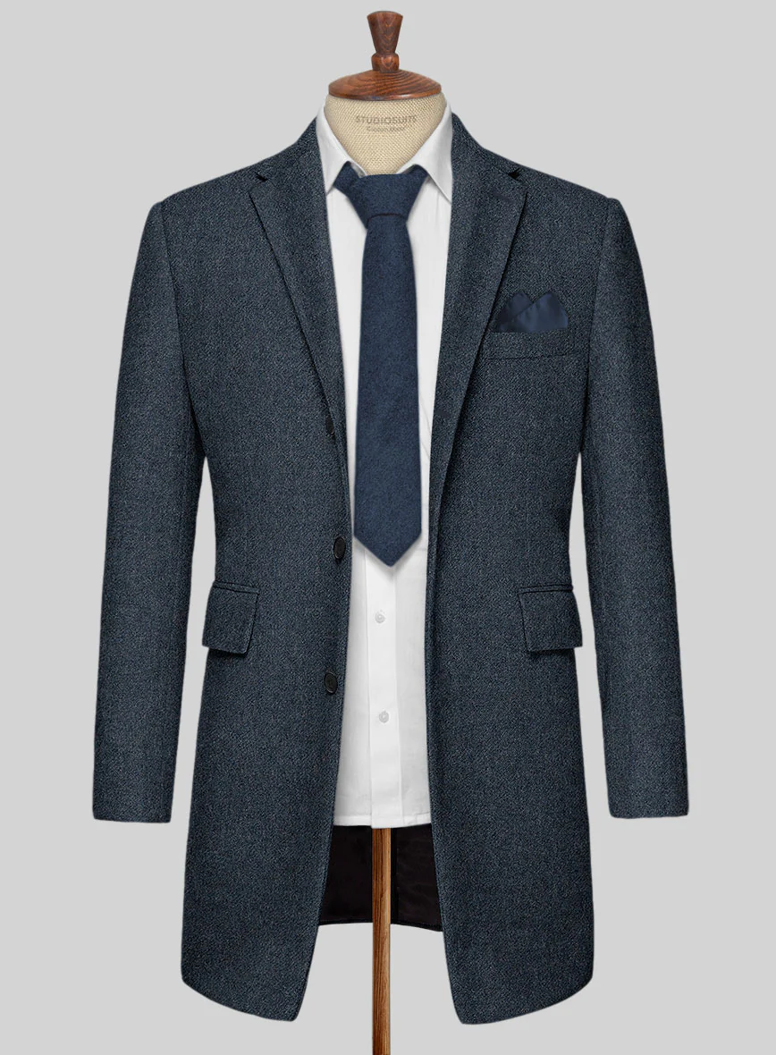 Light Weight Bond Blue Tweed Overcoat - Image 2