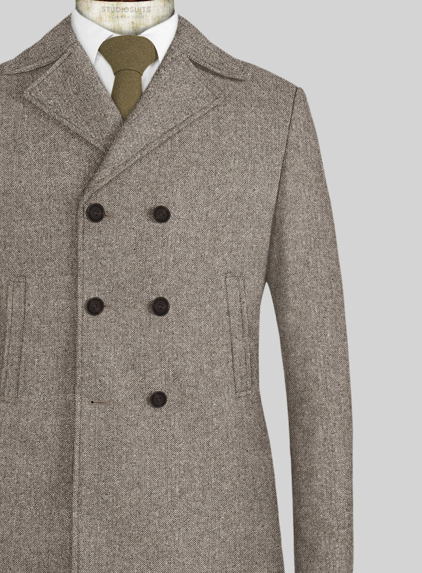 Light Weight Brown Tweed Pea Coat - Image 2