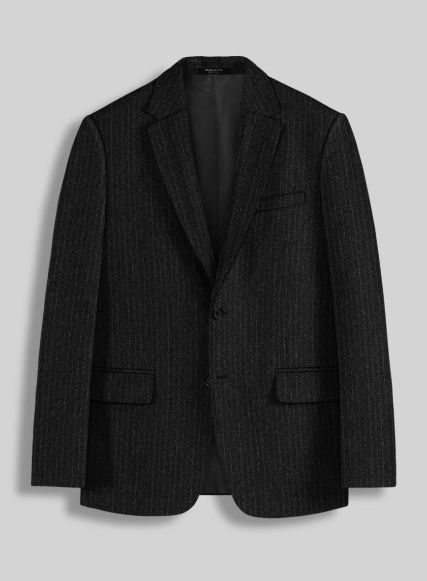 Light Weight Charcoal Stripe Tweed Jacket
