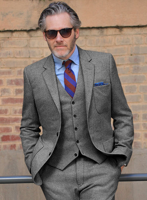 Light Weight Dark Gray Tweed Suit - Patch Pocket - Image 3