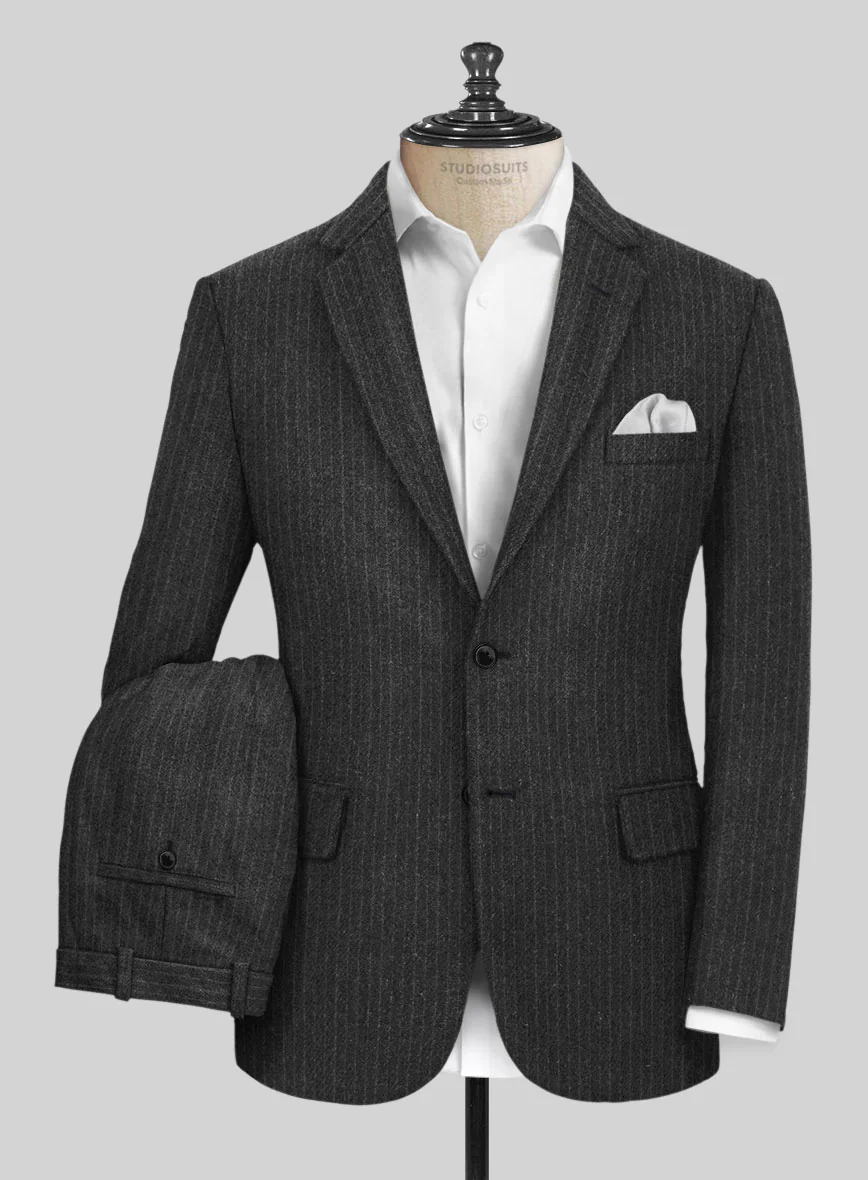 Light Weight Dark Gray Stripe Tweed Suit - Image 2